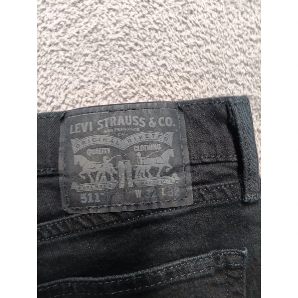 Levi's 511 Slim Fit Men's W32 L32 Black Stretch Denim‎ Jeans Mid Rise